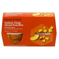 Know & Love Diced Peach Fruit Cup In Juice 4 Pack