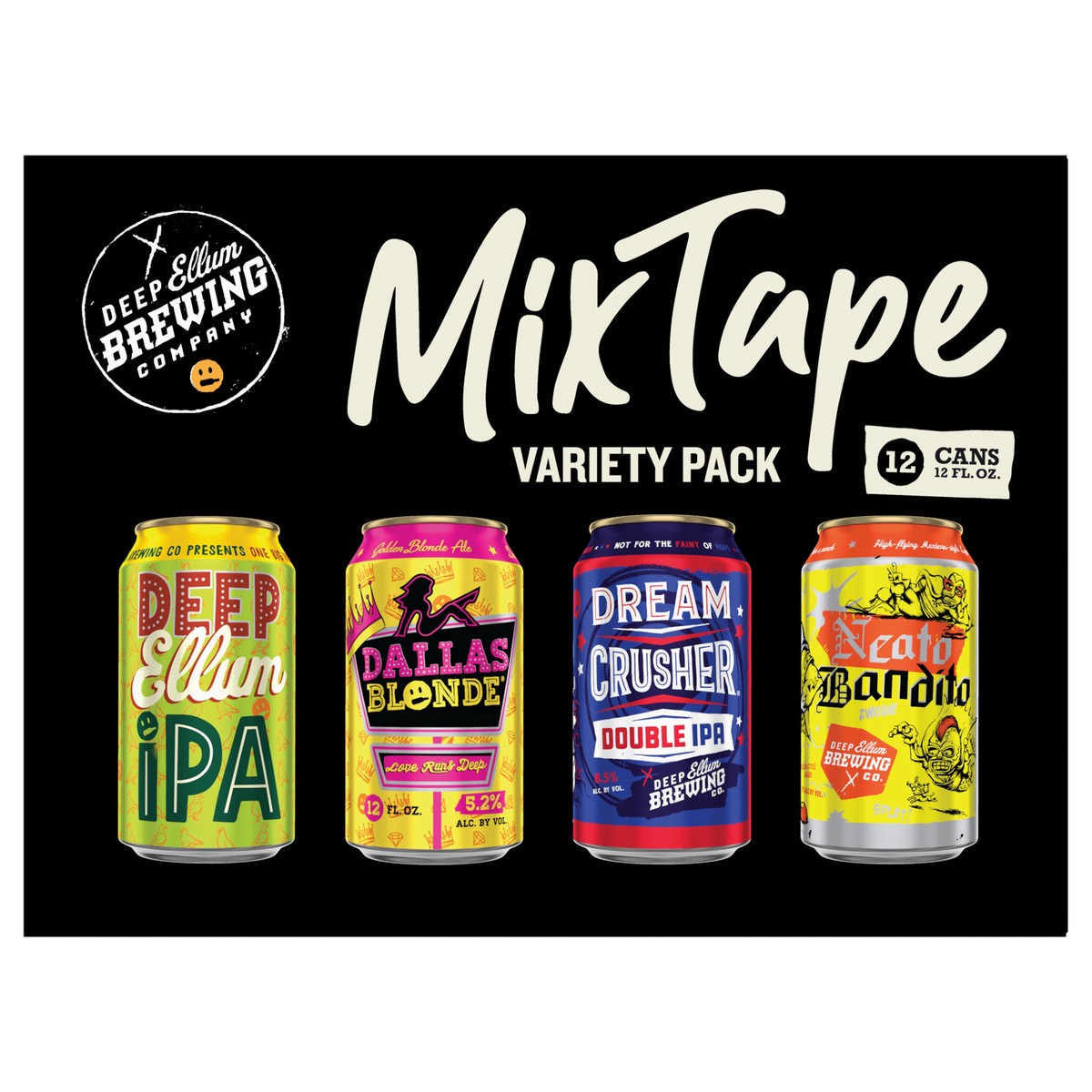 slide 1 of 5, Deep Ellum Brewing Co. Deep Ellum Mix Tape Variety Pack 2/12/12oz, 12 ct