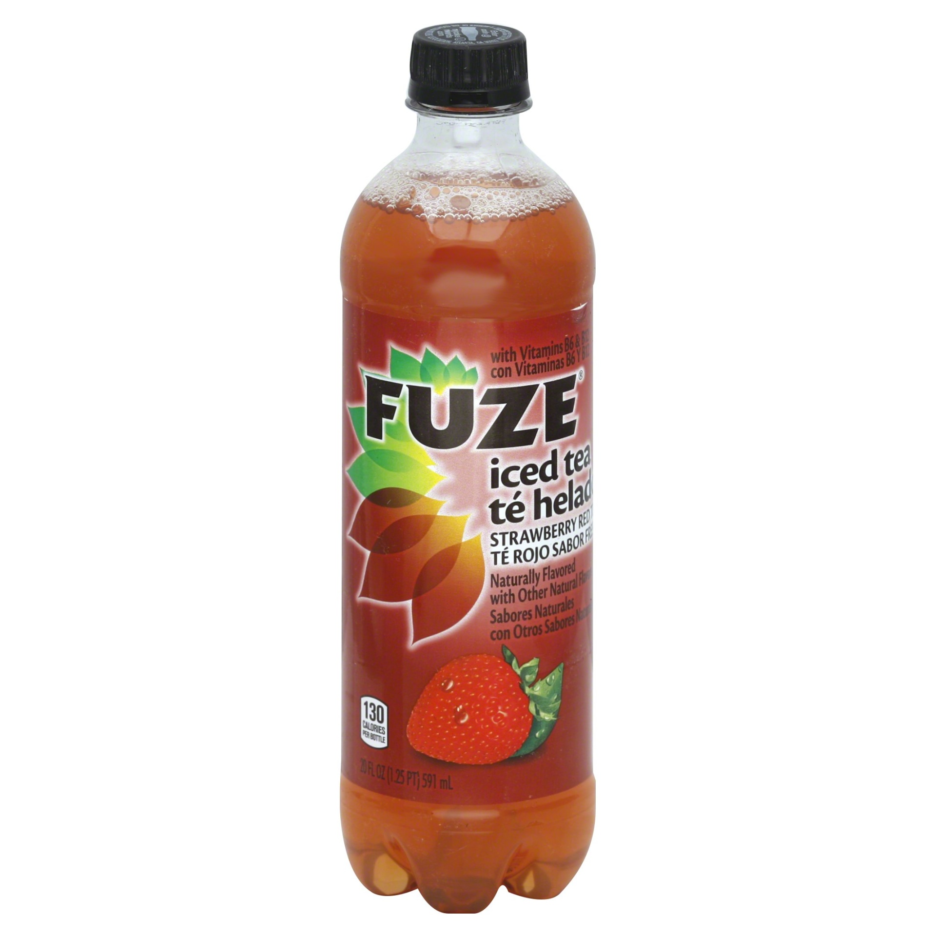 slide 1 of 4, Fuze Strawberry Red Iced Tea, 20 oz