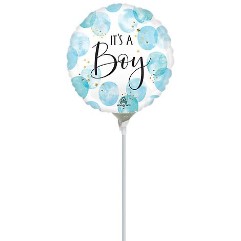 slide 1 of 1, Baby Boy Balloon Air Filled Stick 9 Inch - Each, 1 ct