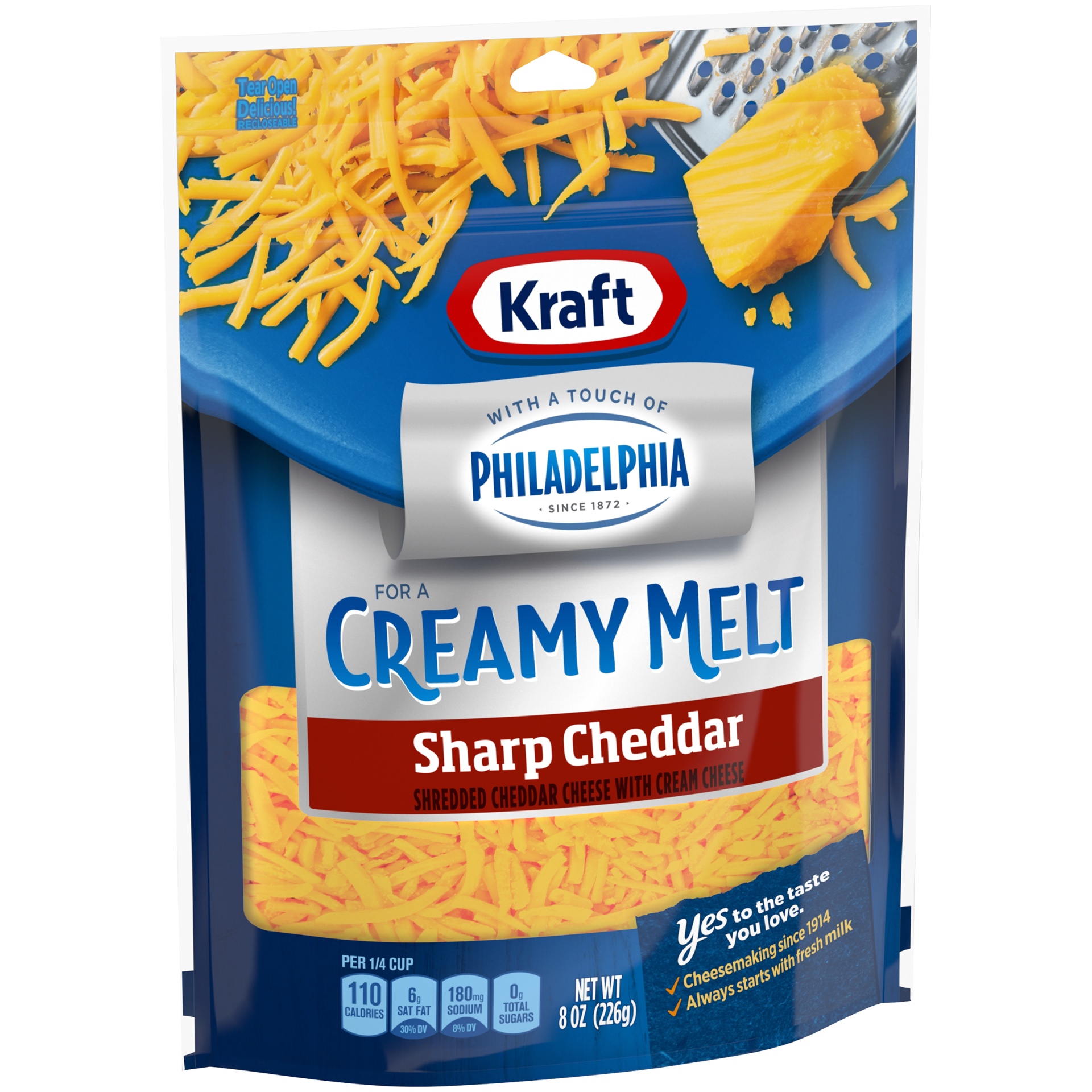 Kraft Sharp Cheddar Shredded Cheese With A Touch Of Philadelphia For A ...