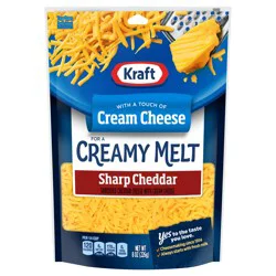 Kraft Sharp Cheddar Shredded Cheese with a Touch of Philadelphia for a Creamy Melt, 8 oz Bag
