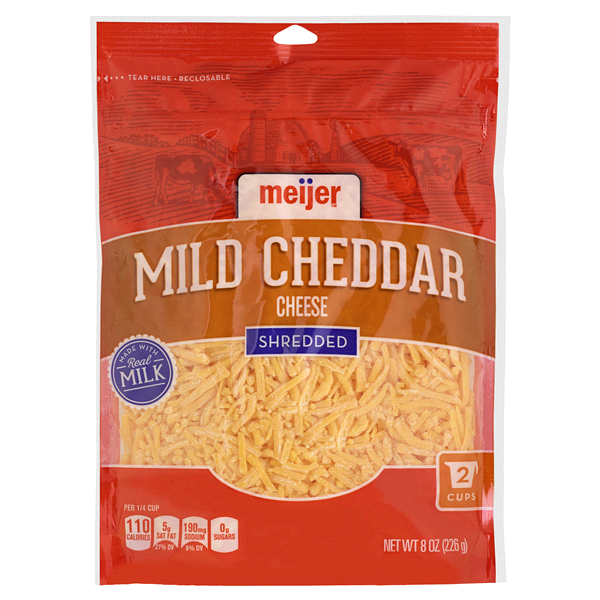 slide 1 of 2, Meijer Mild Cheddar Shredded Cheese, 8 oz