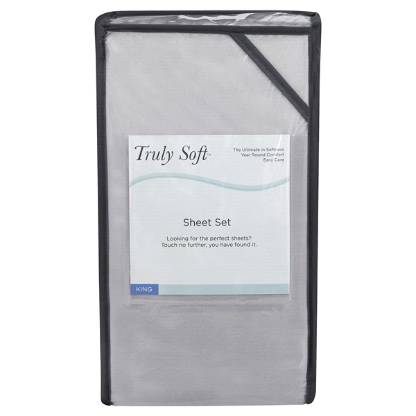 slide 1 of 1, Truly Soft King Sheet Set-Grey Micro Chip, 1 ct