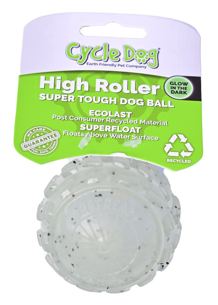 slide 1 of 1, Cycle Dog Glow In The Dark High Roller Super Tough Dog Ball, 1 ct