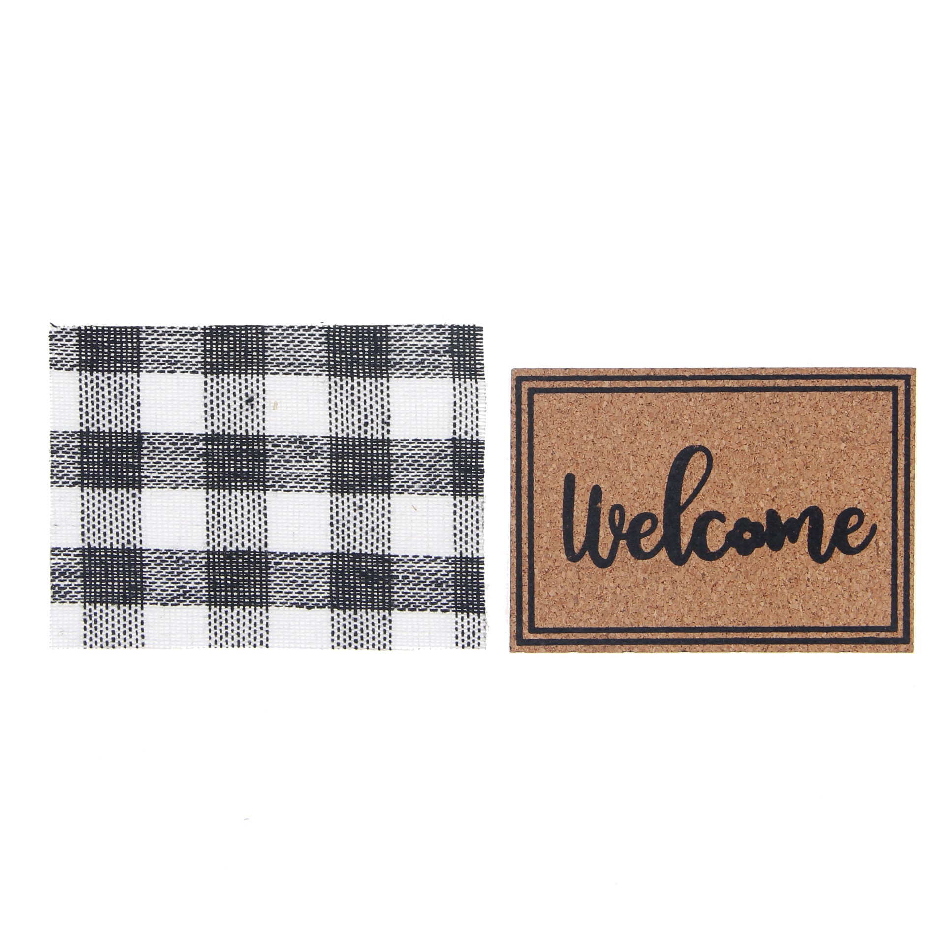 slide 2 of 3, Mini Plaid & Natural Welcome Doormat By Make Market, 2.95 in x 2.2 in