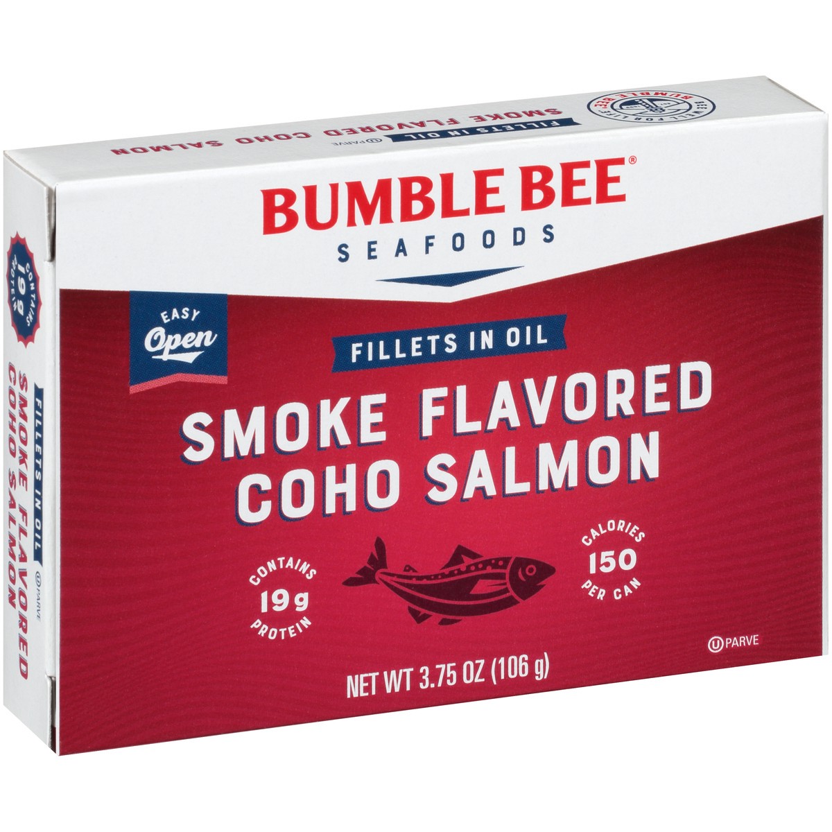 slide 9 of 9, Bumble Bee Smoke Flavored Coho Salmon Fillets in Oil 3.75 oz. Box, 3.75 oz