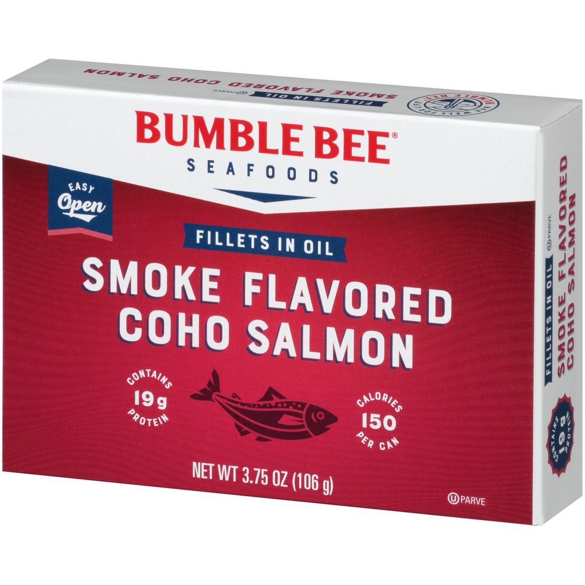 slide 7 of 9, Bumble Bee Smoke Flavored Coho Salmon Fillets in Oil 3.75 oz. Box, 3.75 oz