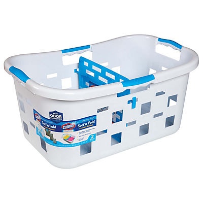 slide 1 of 1, Clorox Laundry Basket With Sorter, 70 liter