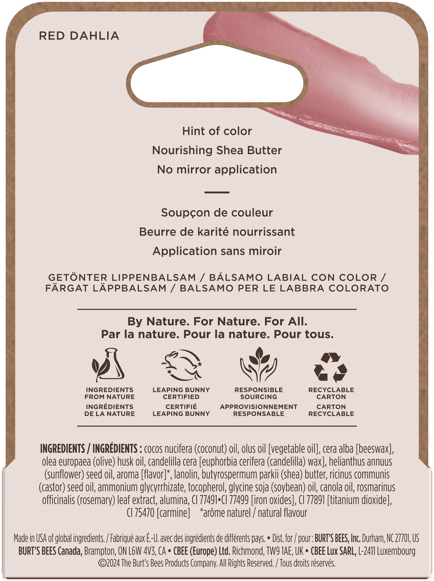 slide 4 of 5, Burt's Bees Red Dahlia Tinted Lip Balm, Natural Origin Lip Care, 1 Tube, 0.15 oz., 0.15 oz