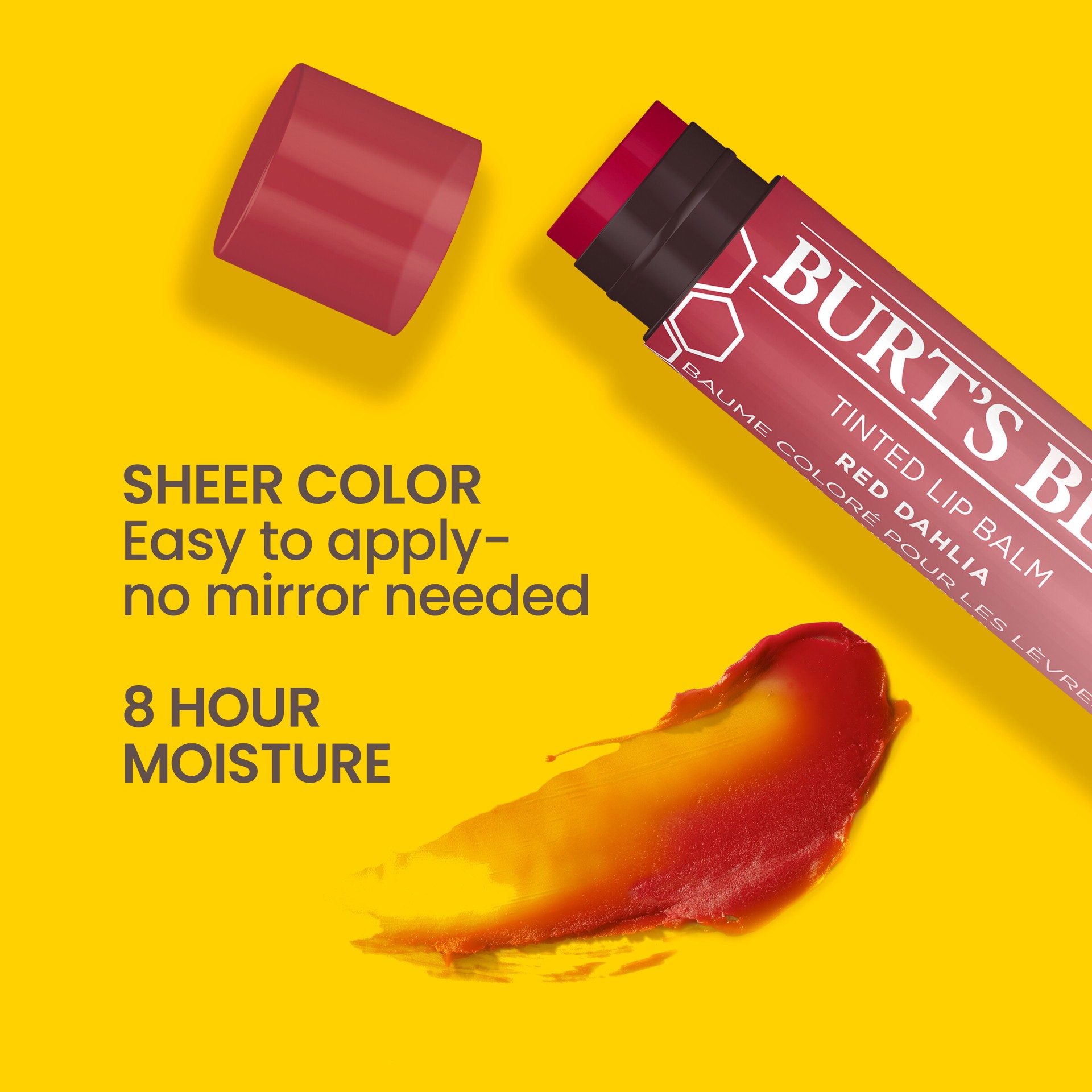 slide 2 of 5, Burt's Bees Red Dahlia Tinted Lip Balm, Natural Origin Lip Care, 1 Tube, 0.15 oz., 0.15 oz