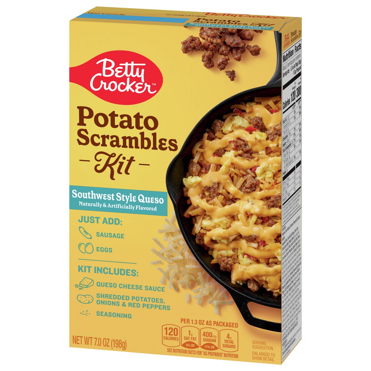 slide 3 of 9, Betty Crocker Potato Scrambles Kit, Southwest Style Queso, 7 oz
