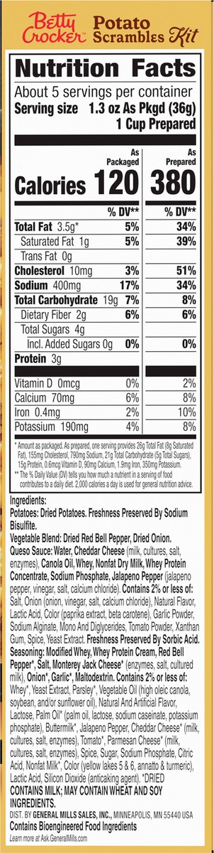 slide 8 of 9, Betty Crocker Potato Scrambles Kit, Southwest Style Queso, 7 oz