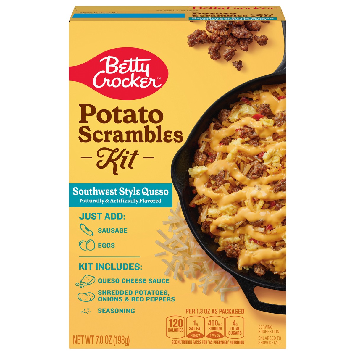 slide 1 of 9, Betty Crocker Potato Scrambles Kit, Southwest Style Queso, 7 oz
