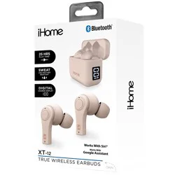 iHome XT-12 True Wireless Earbuds with Charging Case - Beige