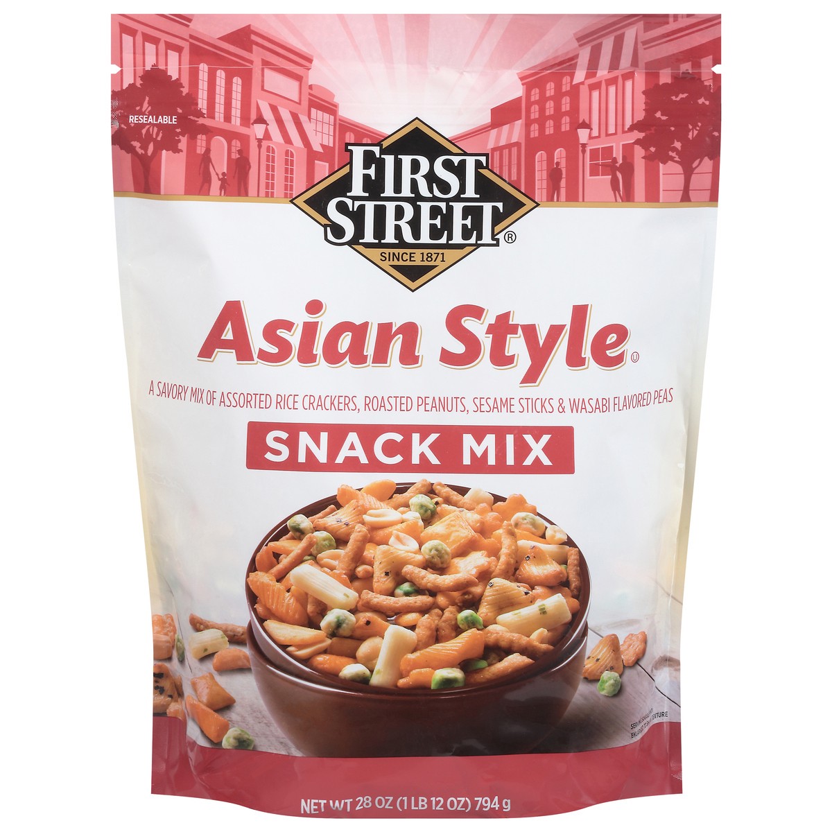 slide 1 of 6, First Street Asian Snack Mix, 28 oz