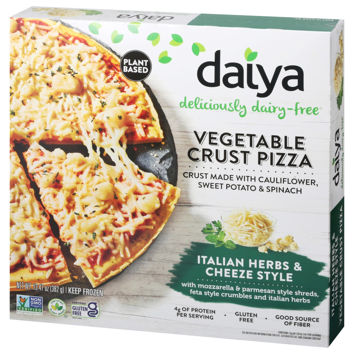 slide 4 of 9, Daiya Dairy Free Italian Herbs & Cheeze Style Vegetable Crust Gluten Free Pizza - 13.47 Oz, 1 ct