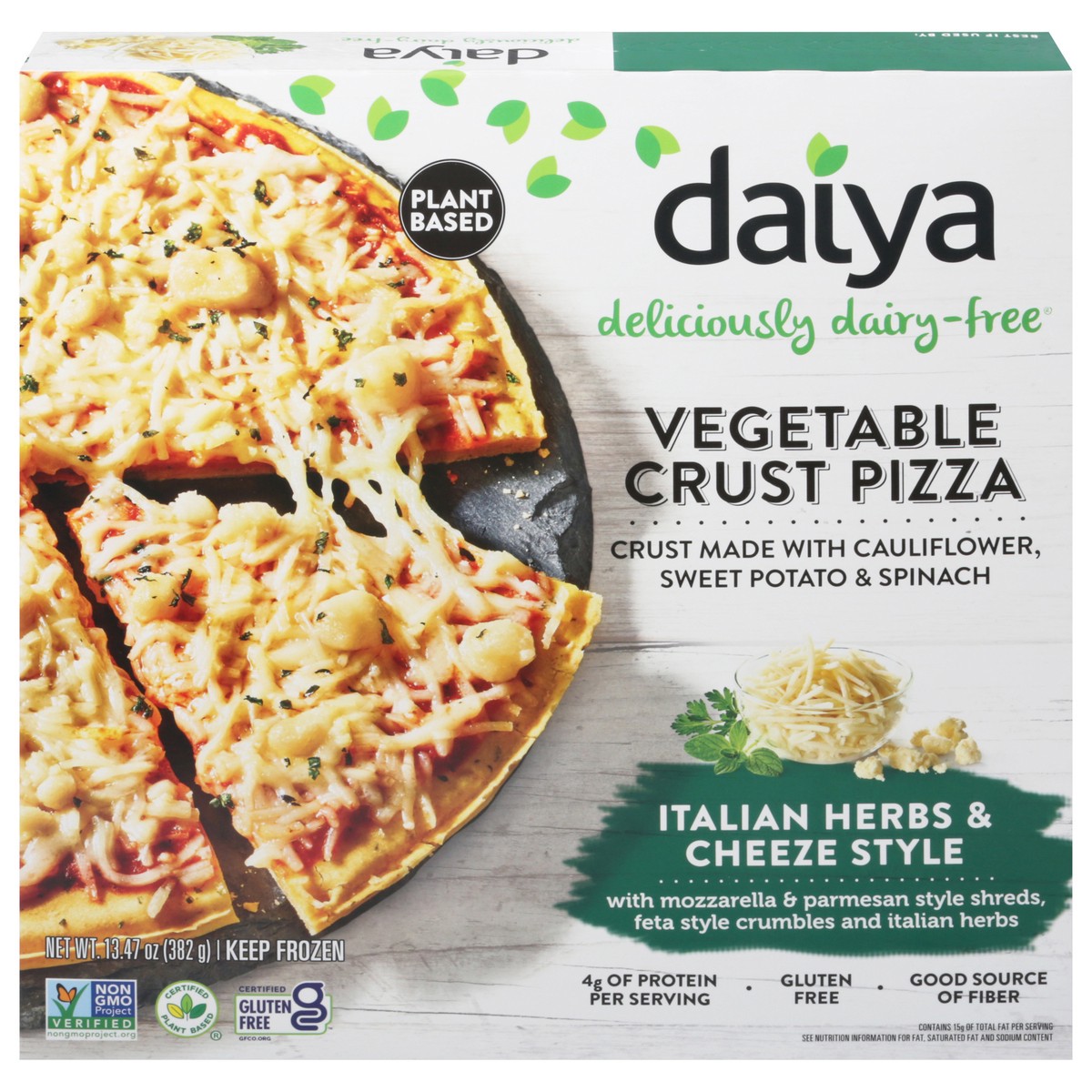 slide 1 of 9, Daiya Vegetable Crust Italian Herbs & Cheeze Style Pizza 13.47 oz, 1 ct
