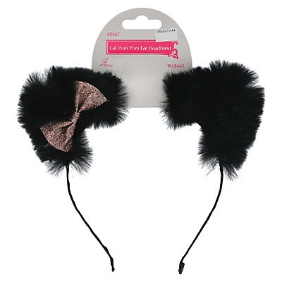 slide 1 of 1, Seasons Cat Pom Pom Ear Headband, 1 ct