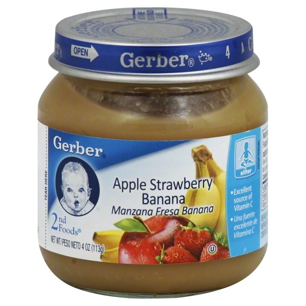 slide 1 of 1, Gerber Apple Strawberry Banana, 4 oz