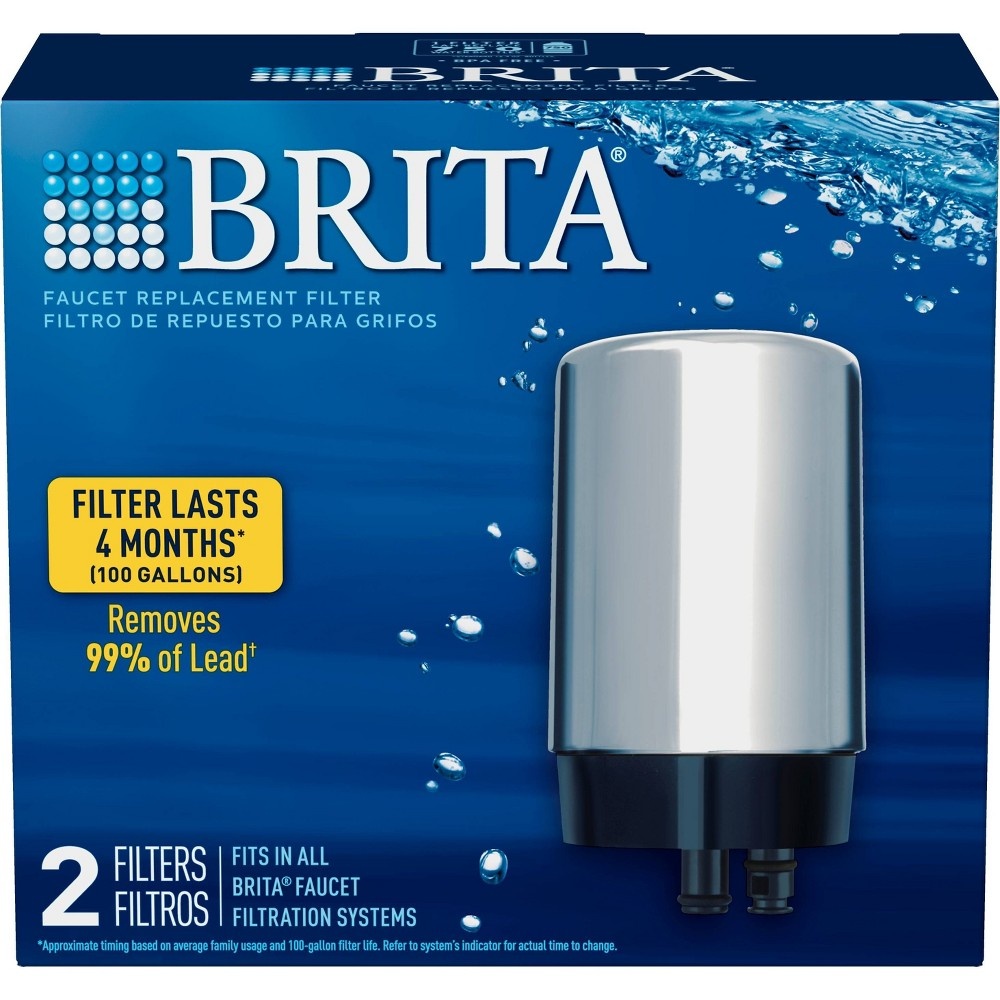 slide 3 of 6, Brita Tap Water Filtration System Replacement Filters For Faucets - Chrome, 2 ct