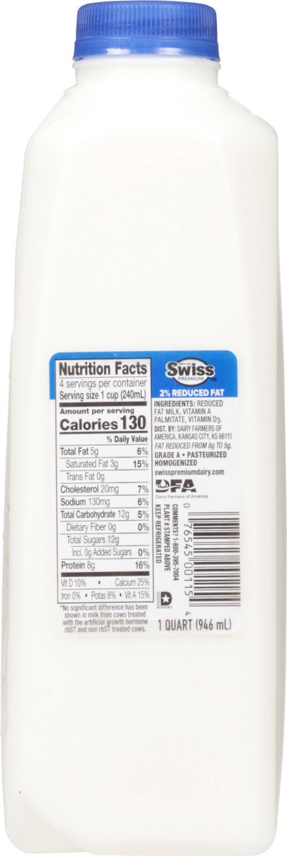 slide 4 of 9, Swiss 2% Reduced Fat Milk 1 qt, 1 qt