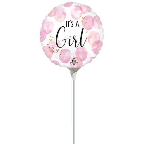slide 1 of 1, Baby Girl Balloon 9 Inch Air Filled Stick - Each, 1 ct