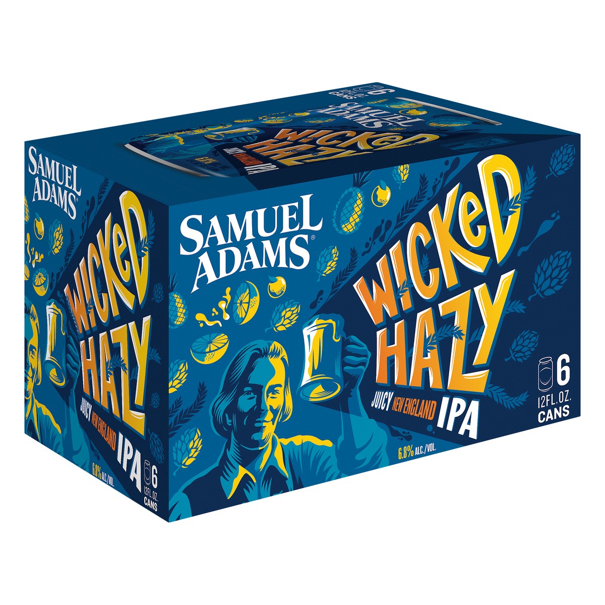 slide 4 of 8, Samuel Adams Wicked Hazy New England IPA Beer (12 fl. oz. Can, 6pk.), 6 ct; 12 oz