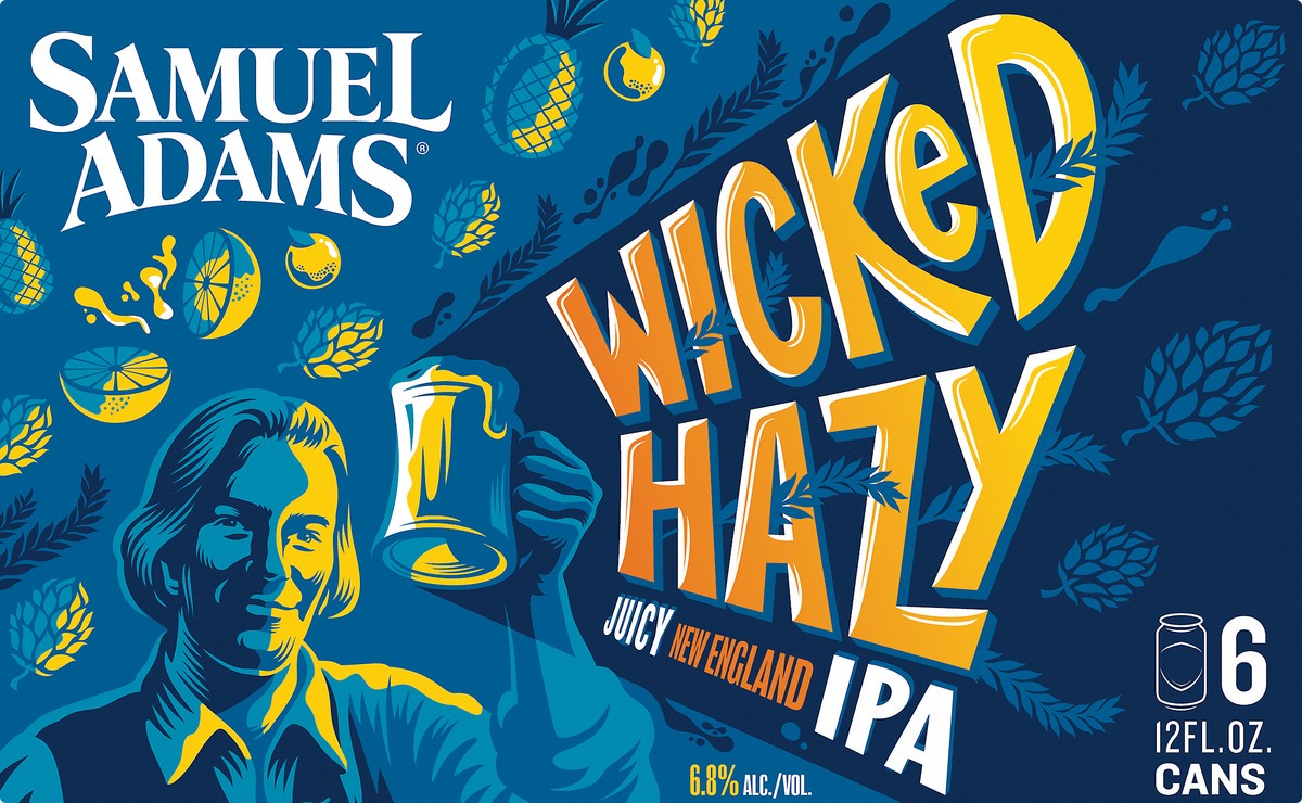 slide 6 of 8, Samuel Adams Wicked Hazy New England IPA Beer (12 fl. oz. Can, 6pk.), 6 ct; 12 oz