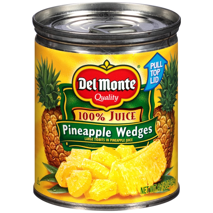 slide 1 of 1, Del Monte Pineapple Wedges in 100% Pineapple Juice, 8.25 oz