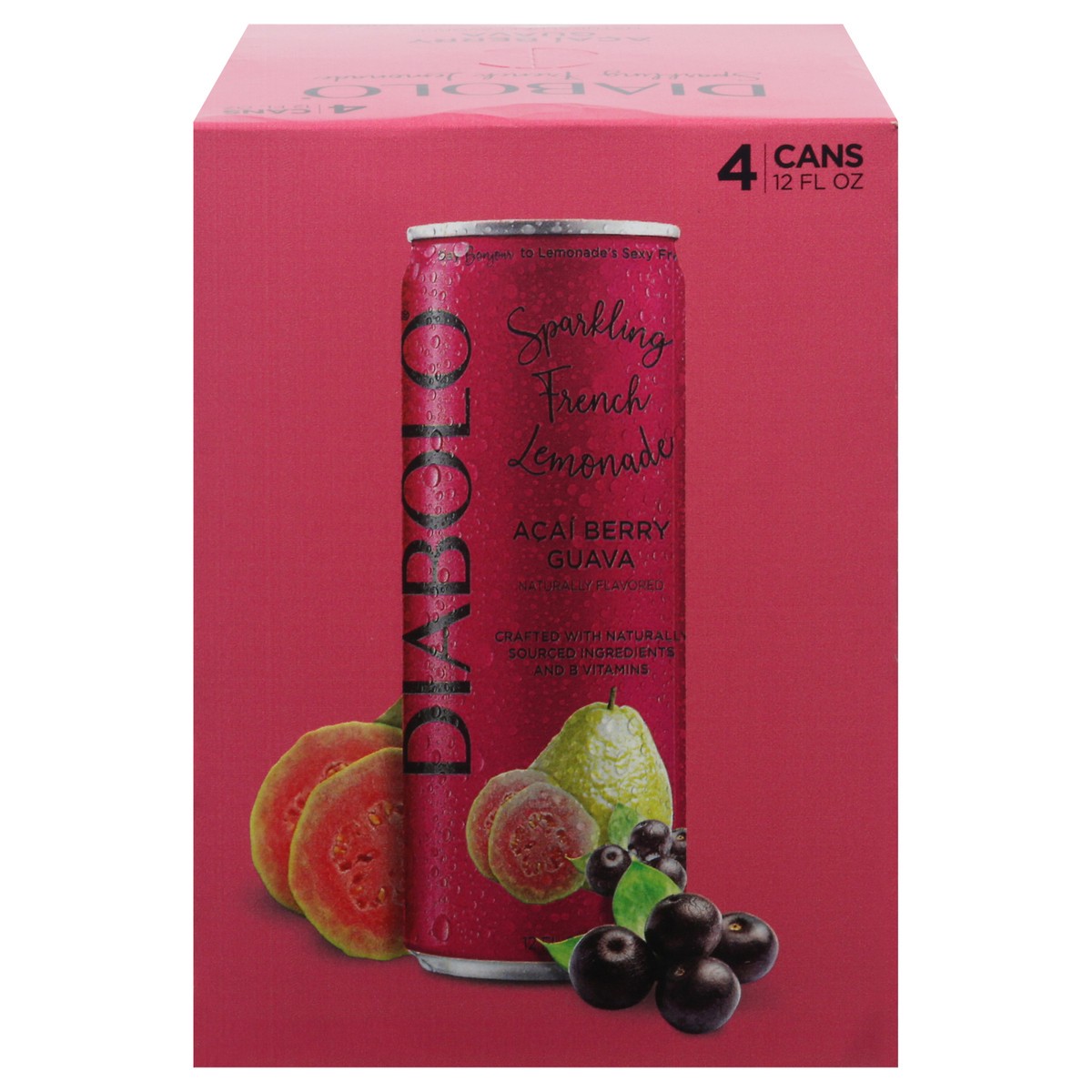 slide 1 of 11, DIABOLO Acai Berry Guava Sparkling French Lemonade 4 - 12 fl oz Cans, 4 ct