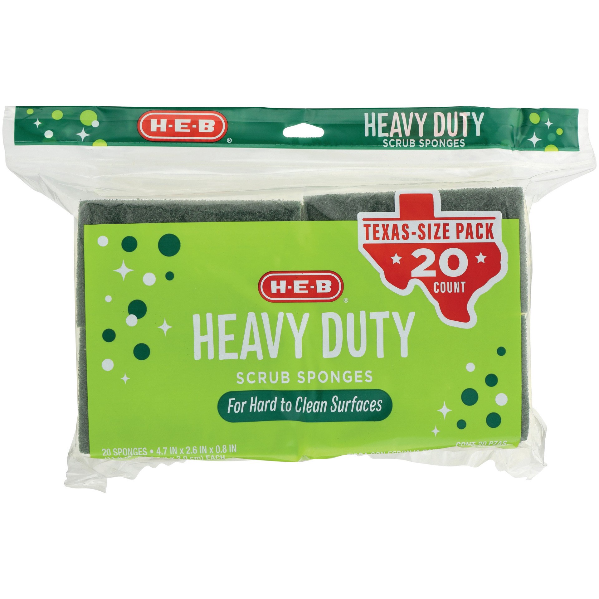 slide 1 of 1, H-E-B Heavy Duty Scrub Sponges - Texas-Size Pack, 20 ct