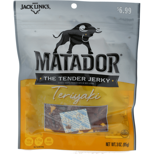 slide 3 of 5, Matador Teriyaki Jerky, 3 oz