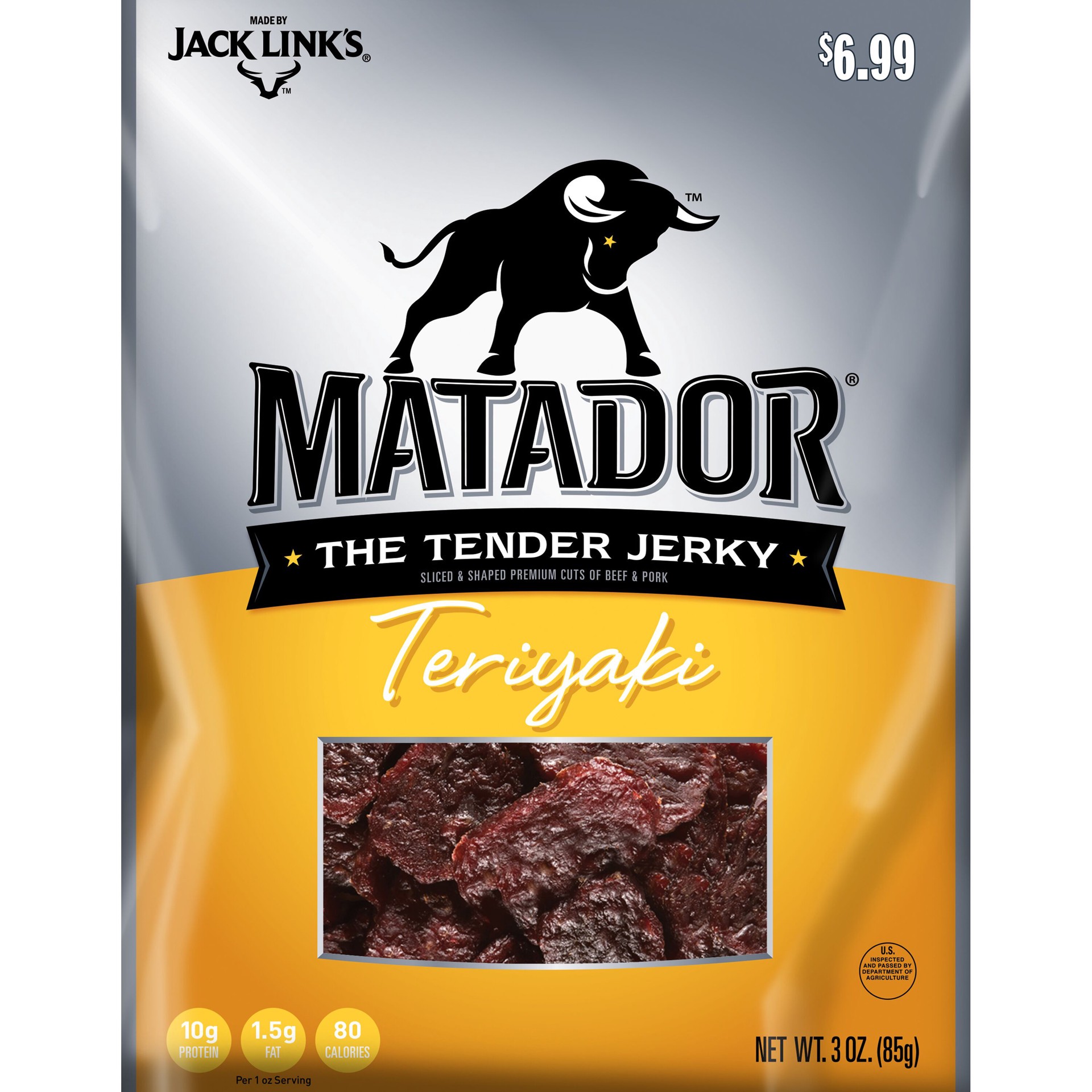 slide 1 of 5, Matador Teriyaki Jerky, 3 oz