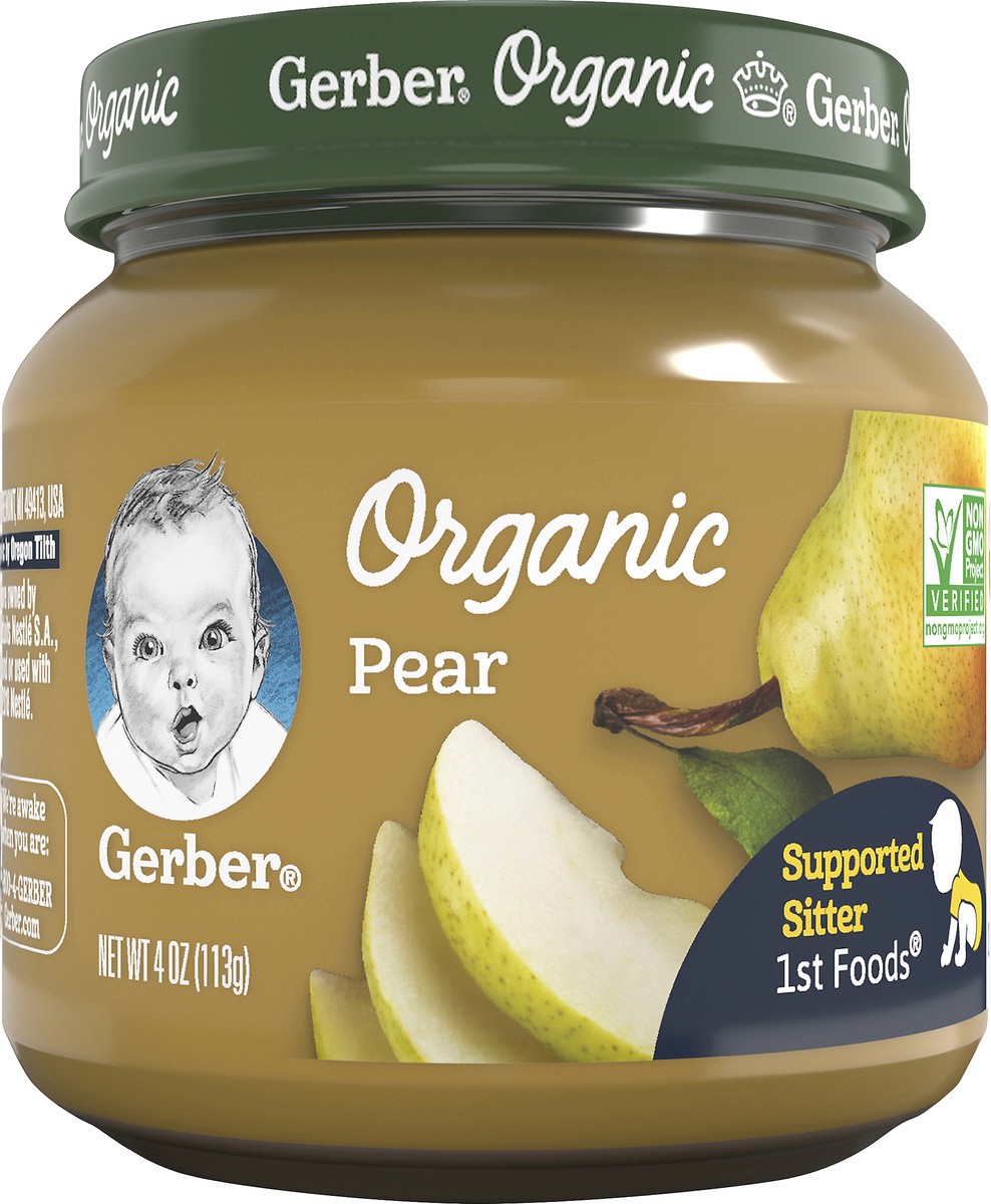 slide 5 of 13, Gerber 1st Foods Organic Pear Baby Food, 4 oz Jars, 10 Count, 4 oz