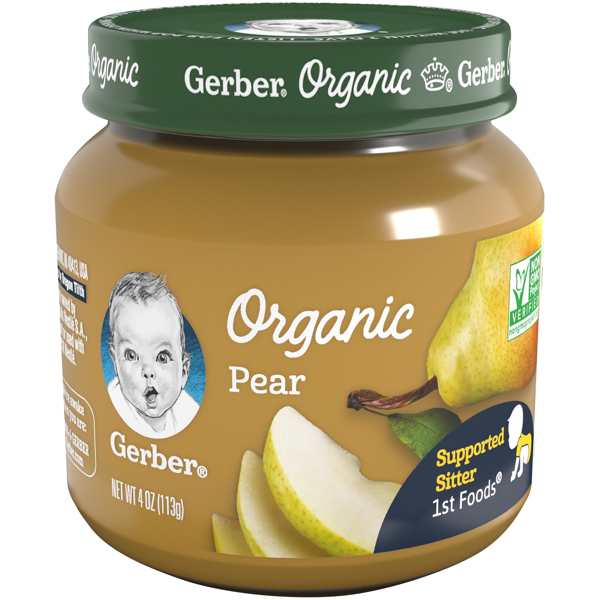 slide 1 of 13, Gerber 1st Foods Organic Pear Baby Food, 4 oz Jars, 10 Count, 4 oz