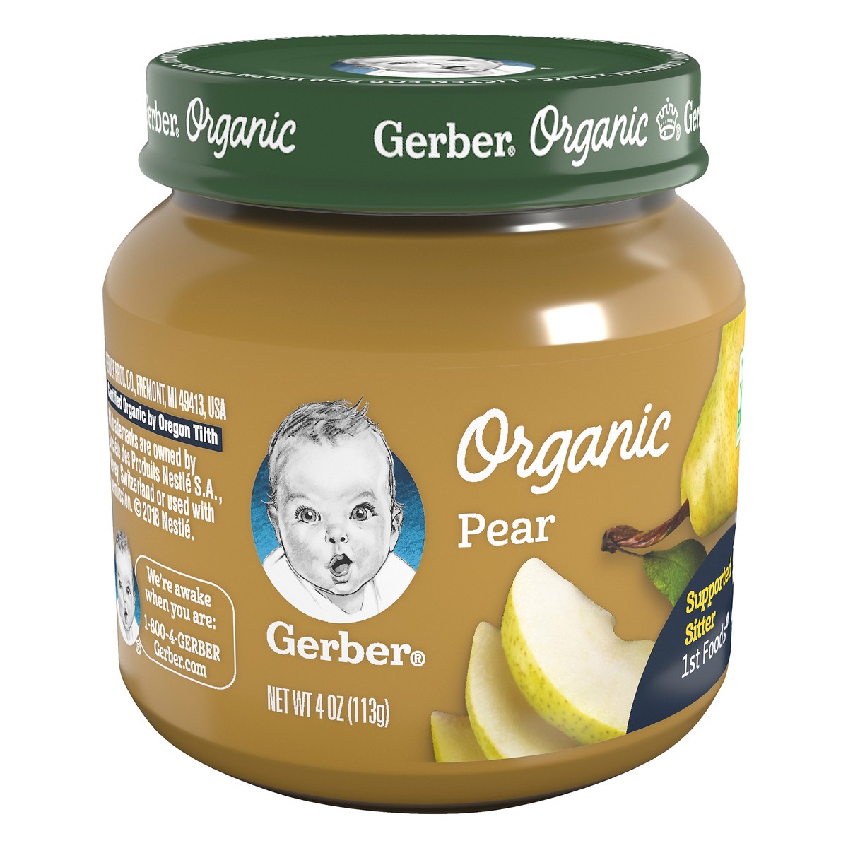 slide 4 of 13, Gerber 1st Foods Organic Pear Baby Food, 4 oz Jars, 10 Count, 4 oz