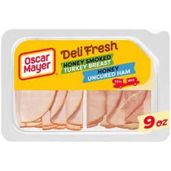 Oscar Mayer Deli Fresh Honey Smoked Turkey Breast & Honey Uncured Ham Sliced Lunch Meat Variety Pack, 9 oz. Tray