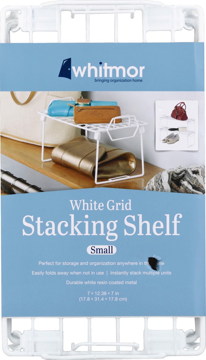 slide 4 of 5, Whitmor White Grid Stacking Shelf, 1 ct