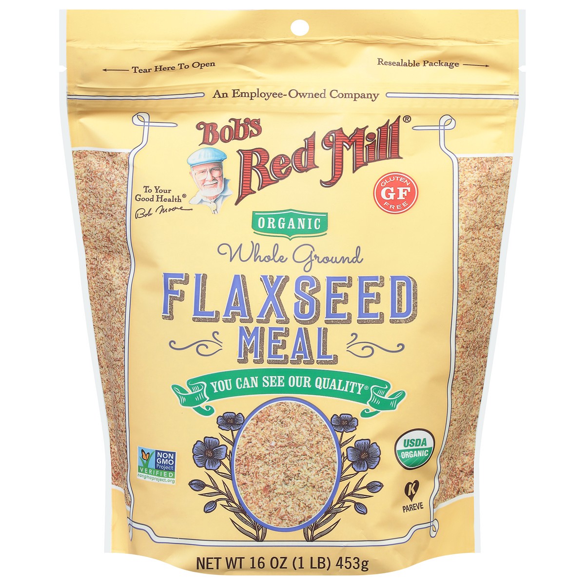 slide 1 of 9, Bob's Red Mill Whole Ground Organic Flaxseed Meal 16 oz, 16 oz