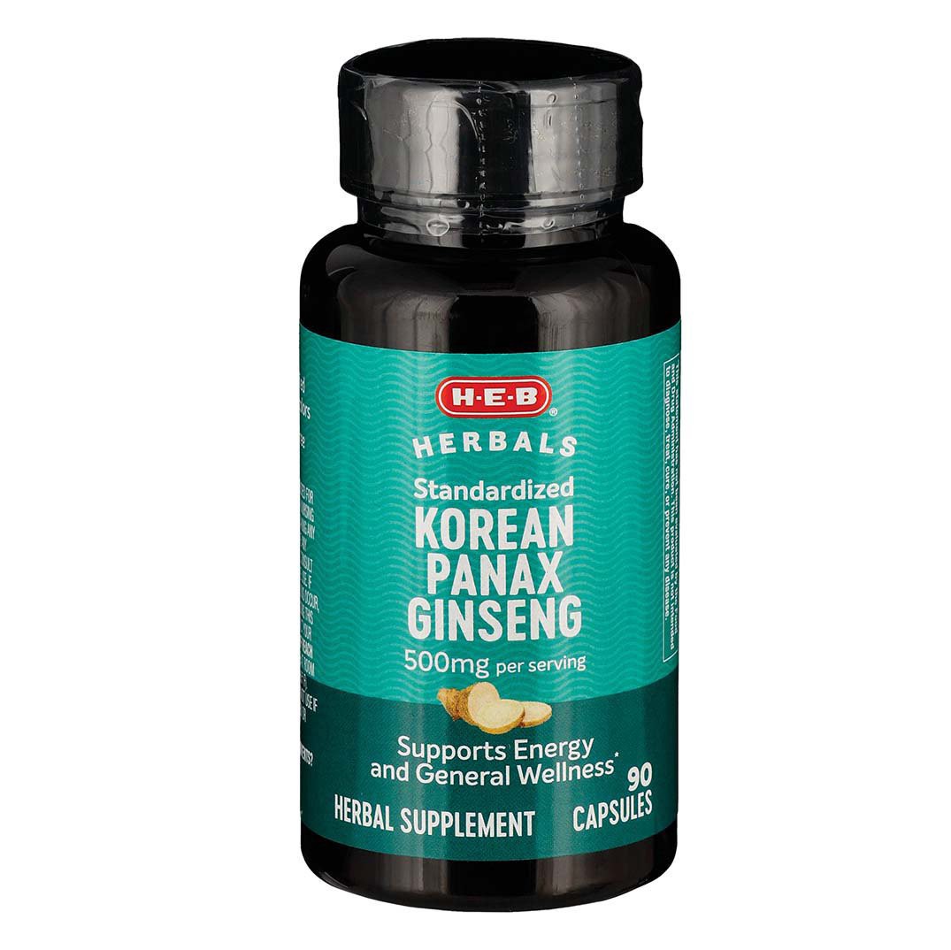 slide 1 of 1, H-E-B Herbals Korean Panax Ginseng Capsules - 500 mg, 90 ct