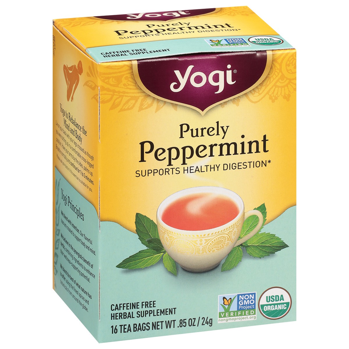 slide 3 of 9, Yogi Tea Purely Peppermint, Organic Herbal Tea, Wellness Tea Bags, 16 Count, 16 ct