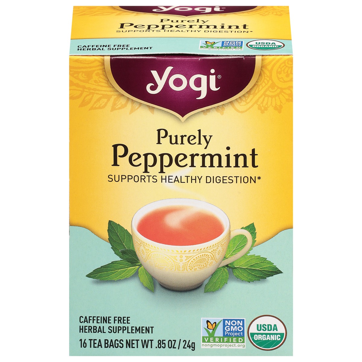 slide 1 of 9, Yogi Bags Caffeine Free Purely Peppermint Tea - 16 ct, 16 ct