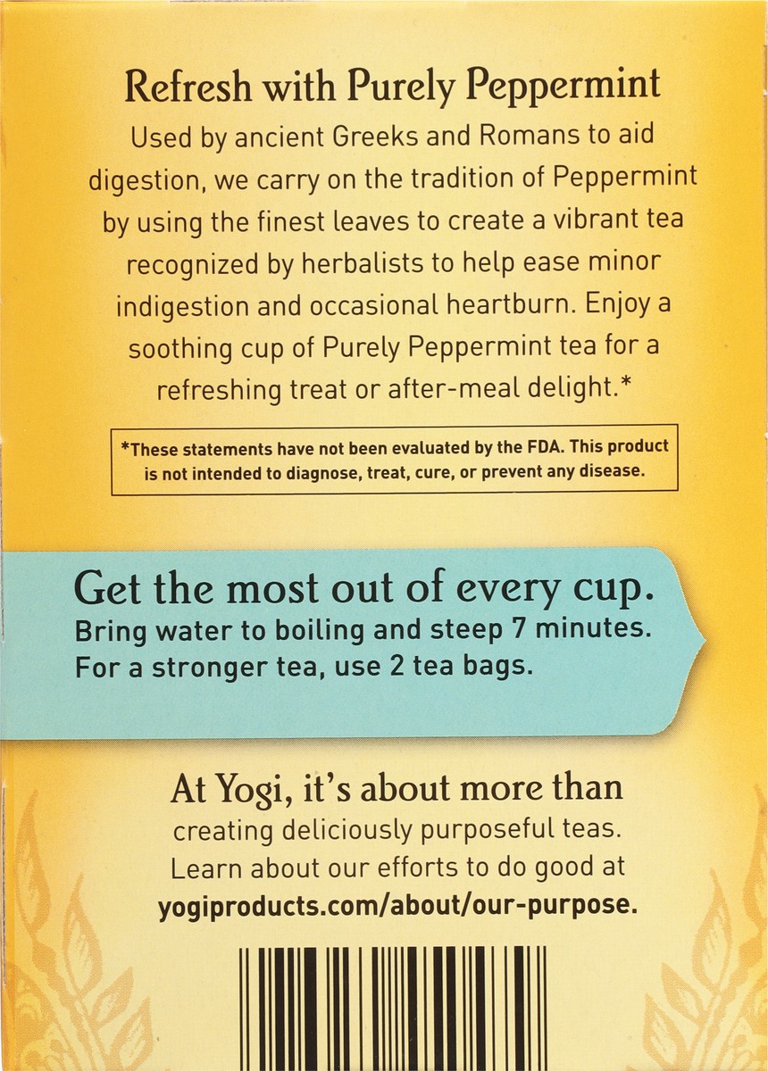 slide 8 of 9, Yogi Tea Purely Peppermint, Organic Herbal Tea, Wellness Tea Bags, 16 Count, 16 ct
