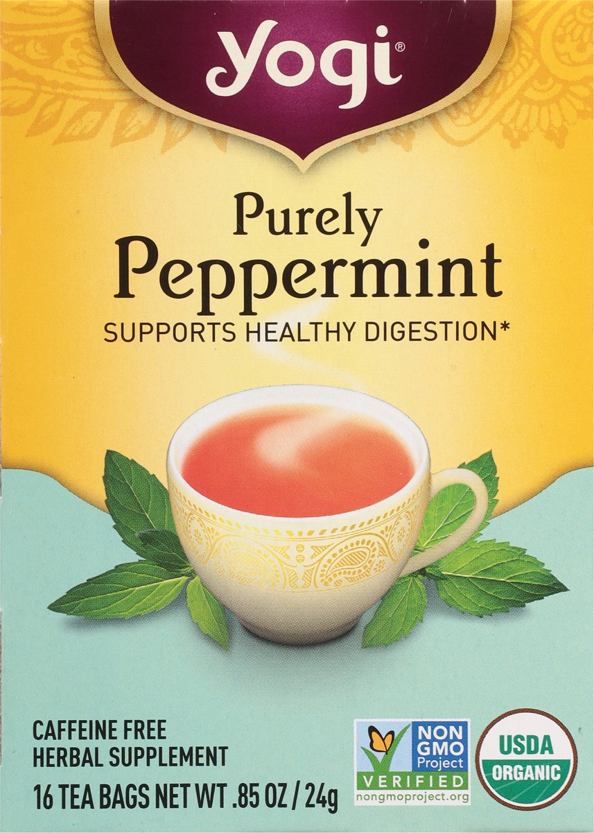 slide 2 of 9, Yogi Tea Purely Peppermint, Organic Herbal Tea, Wellness Tea Bags, 16 Count, 16 ct