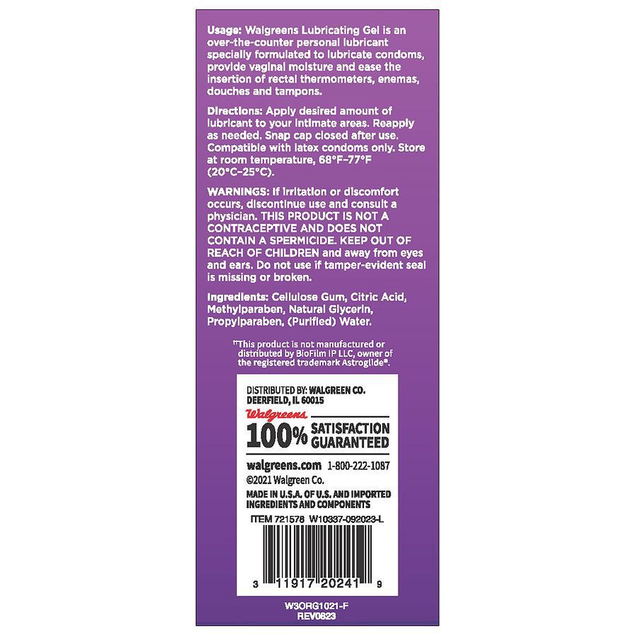slide 4 of 4, Walgreens Personal Lubricant Gel, 4 oz
