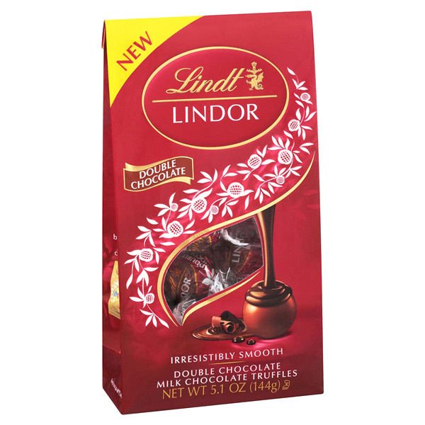 slide 1 of 1, Lindt LINDOR Double Chocolate Milk Chocolate Candy Truffles, Chocolates with Smooth, Melting Truffle Center, 5.1 oz