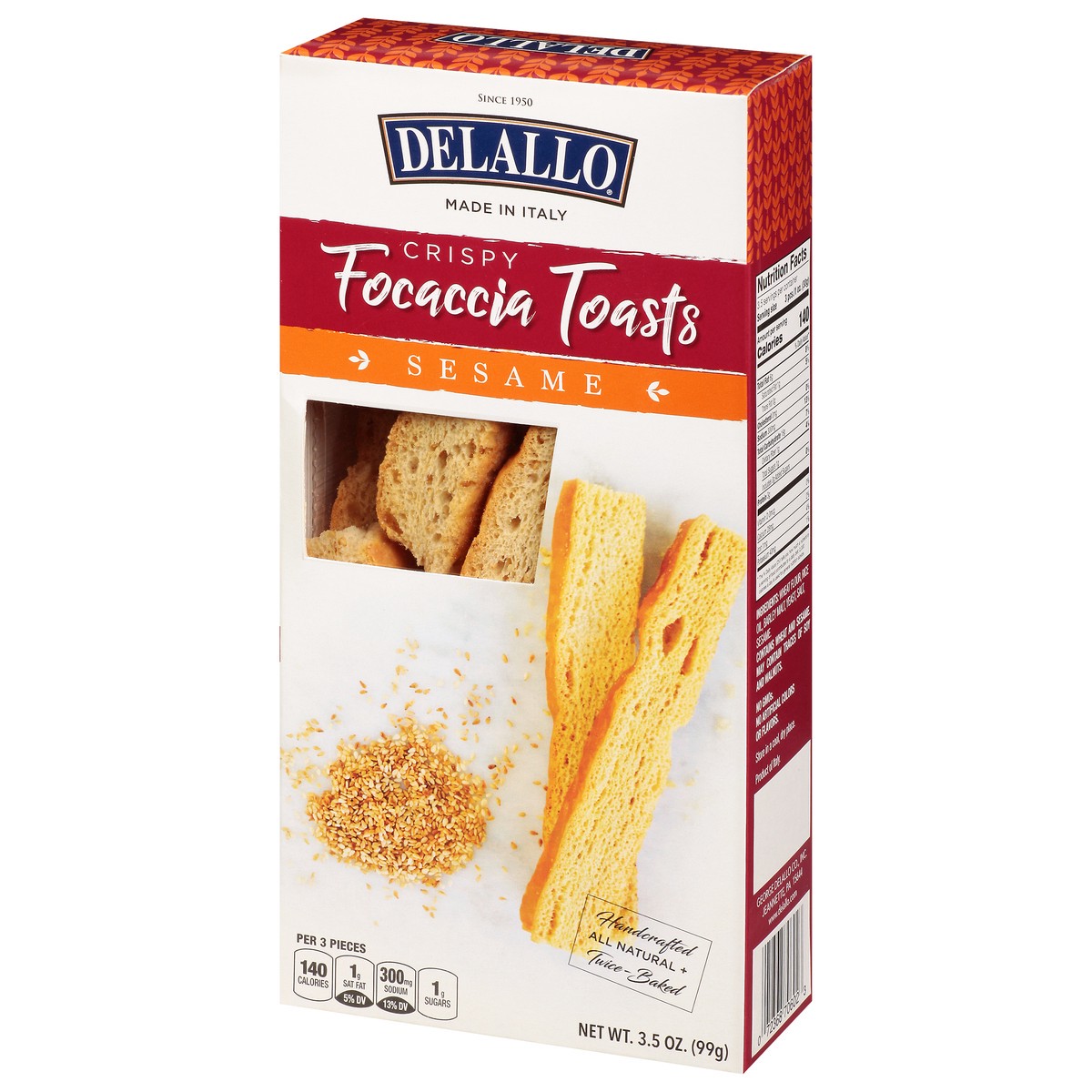 slide 4 of 10, DeLallo Focaccia Sesame Toasts (Where Available), 3.5 oz