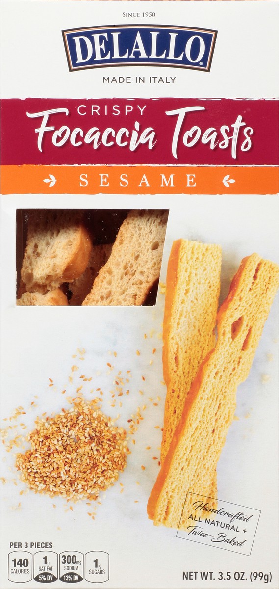 slide 5 of 10, DeLallo Focaccia Sesame Toasts (Where Available), 3.5 oz