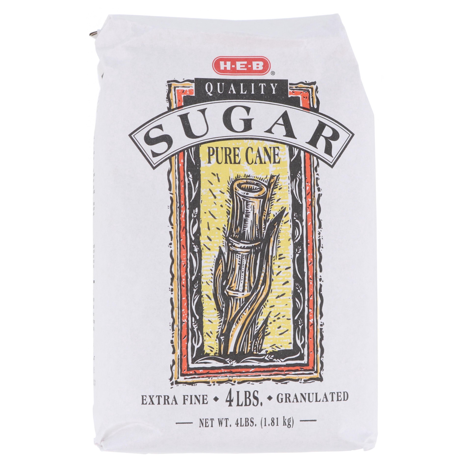 slide 1 of 1, H-E-B Pure Cane Extra Fine Granulated Sugar, 4 lb